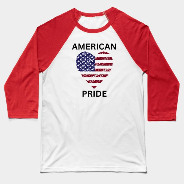 "American Pride" with Heart Baseball T-Shirt by MCsab Creations